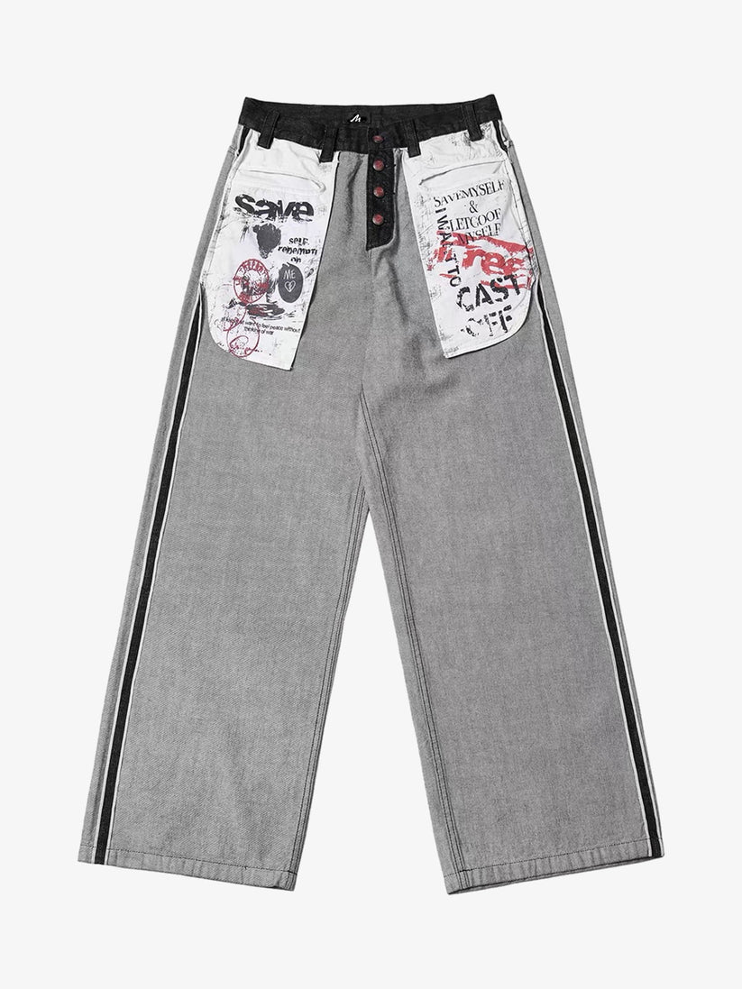 Reverse Design Large Pocket Jeans